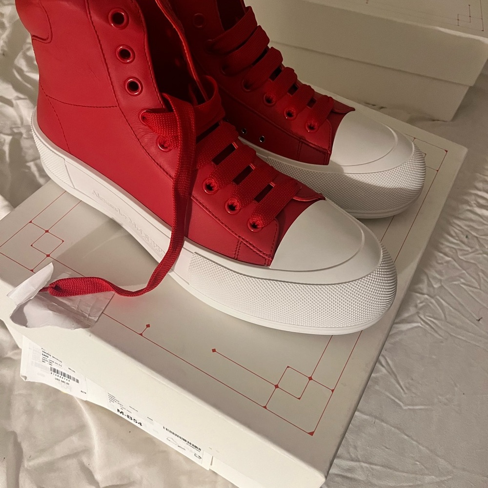 Alexander McQueen Red and White Sneakers Brand New. Retail $600